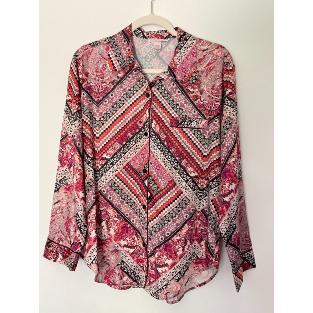 Victoria's Secret Satin Pajama Top Pink Sleep Top Size Medium G15